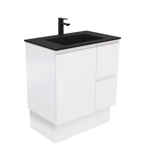 Montana Fingerpull Satin White 750 Vanity On Kickboard