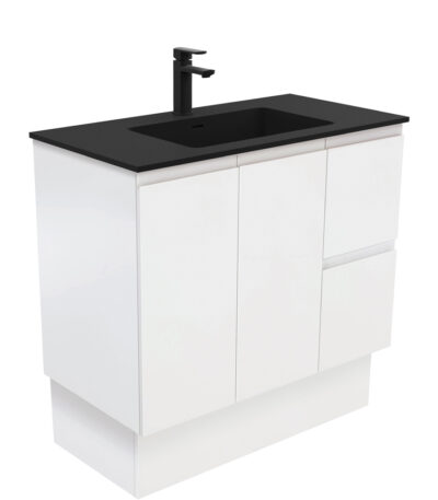 Montana Fingerpull Satin White 900 Vanity On Kickboard