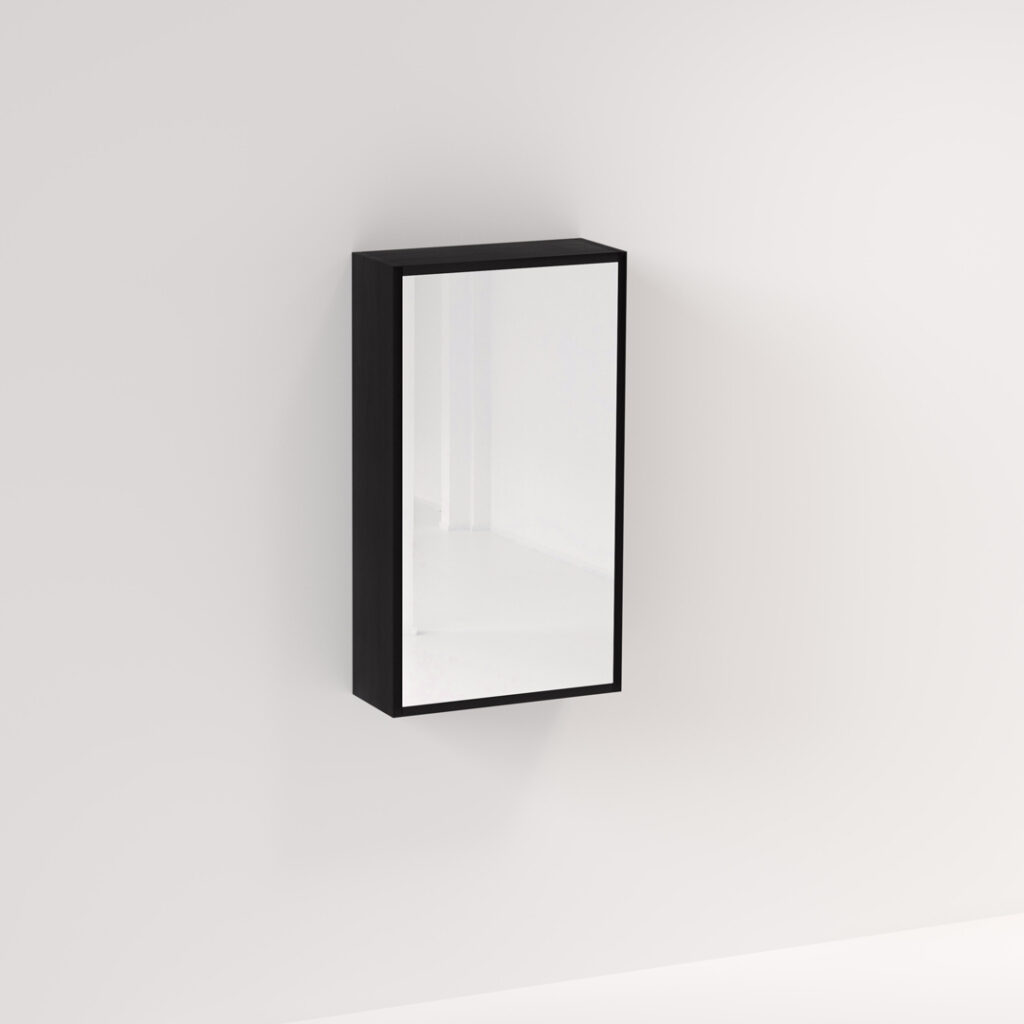 Myra 1 Door Mirror Cabinet 450mm - Black Oak