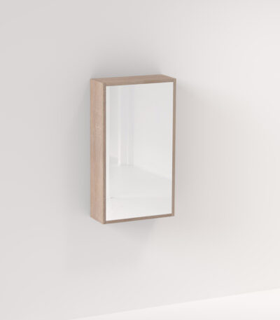 Myra 1 Door Mirror Cabinet 450mm - White Ash Oak