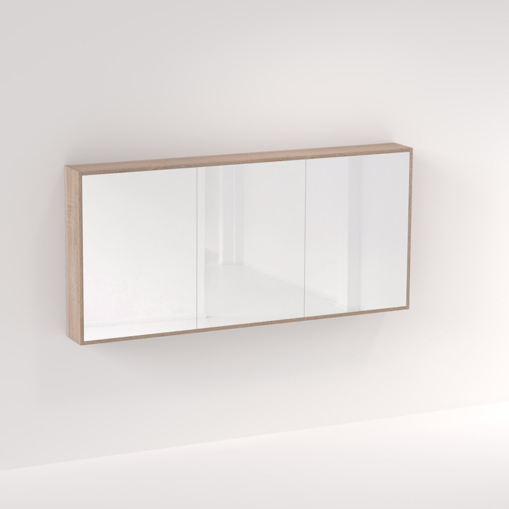 Myra 3 Door Mirror Cabinet 1728mm - White Ash Oak