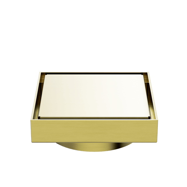 Nero 130mm Square Tile Insert Floor Waste 100mm Outlet Brushed Gold | NRFW008BG