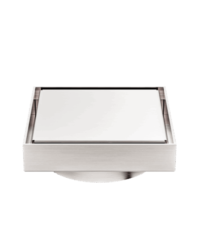 Nero 130mm Square Tile Insert Floor Waste 100mm Outlet Brushed Nickel | NRFW008BN