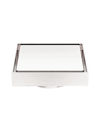 Nero 130mm Square Tile Insert Floor Waste 80mm Outlet Brushed Nickel | NRFW007BN