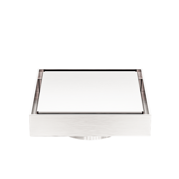 Nero 130mm Square Tile Insert Floor Waste 80mm Outlet Brushed Nickel | NRFW007BN