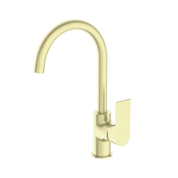 Nero Bianca Kitchen Mixer Gooseneck Spout Brushed Gold | NR321506BG