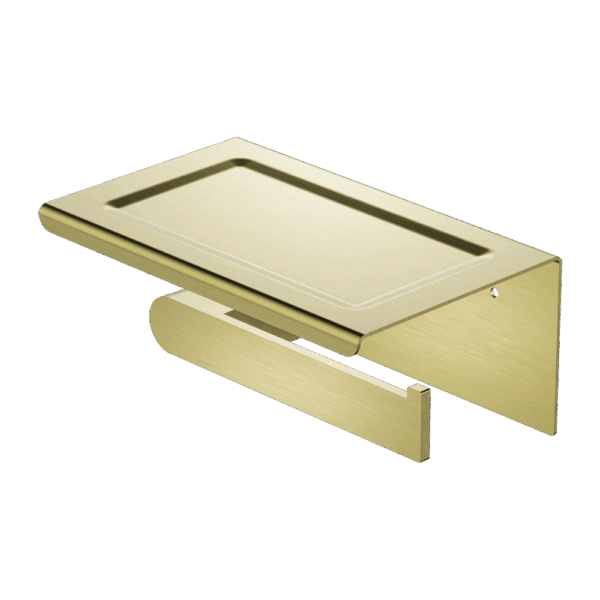 Nero Bianca Toilet Roll Holder With Phone Holder Brushed Gold | NR9086aBG