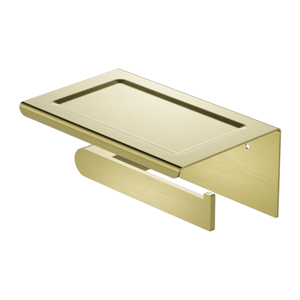 Nero Bianca Toilet Roll Holder With Phone Holder Brushed Gold | NR9086aBG