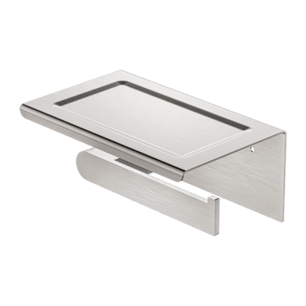 Nero Bianca Toilet Roll Holder With Phone Holder Brushed Nickel | NR9086aBN