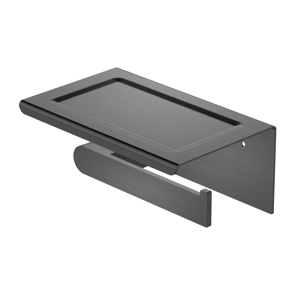 Nero Bianca Toilet Roll Holder With Phone Holder Gun Metal | NR9086aGM