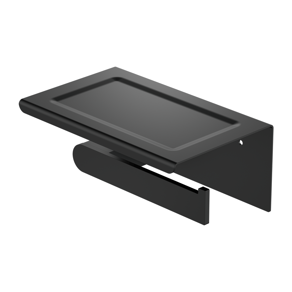 Nero Bianca Toilet Roll Holder With Phone Holder Matte Black | NR9086aMB
