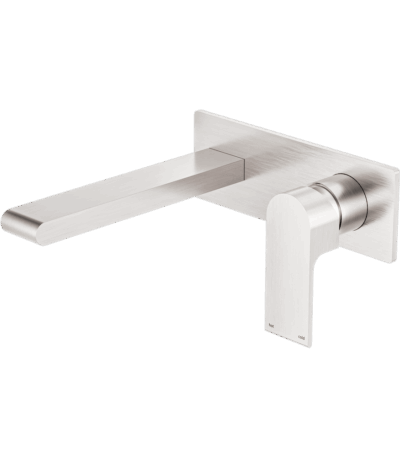 Nero Bianca Wall Basin/Bath Mixer 187mm Brushed Nickel | NR321510ABN