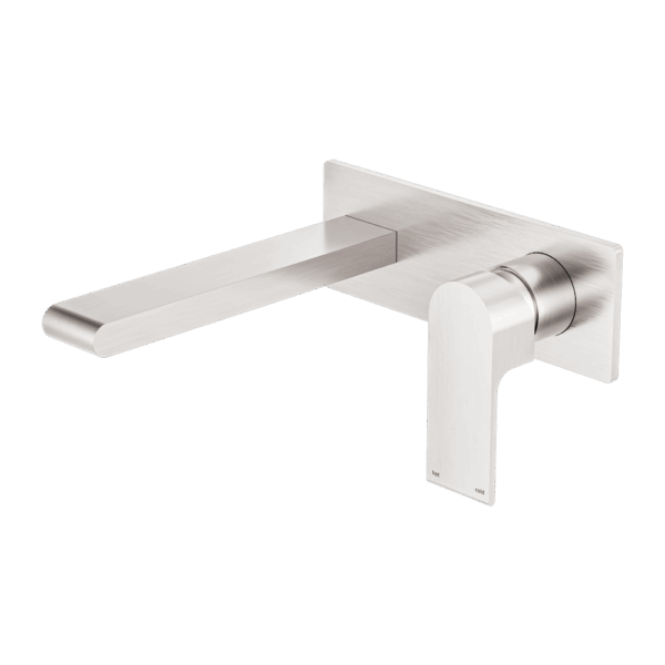 Nero Bianca Wall Basin/Bath Mixer 187mm Brushed Nickel | NR321510ABN