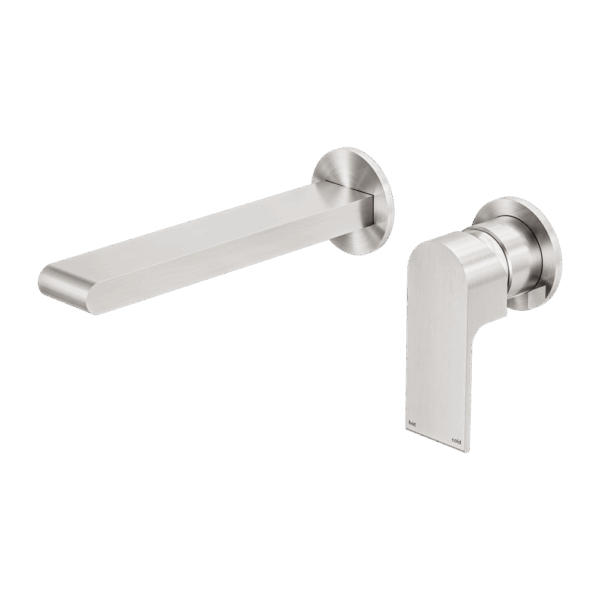Nero Bianca Wall Basin/Bath Mixer Separate Back Plate 187mm Brushed Nickel | NR321510EBN