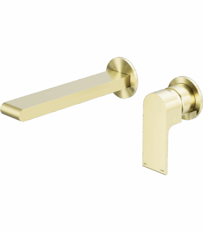 Nero Bianca Wall Basin/Bath Mixer Separate Back Plate 230mm Brushed Gold | NR321510FBG