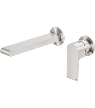 Nero Bianca Wall Basin/Bath Mixer Separate Back Plate 230mm Brushed Nickel | NR321510FBN