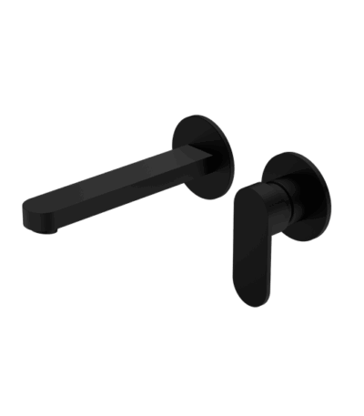 Nero Ecco Wall Basin/Bath Mixer Separate Back Plate Matte Black | NR301310bMB