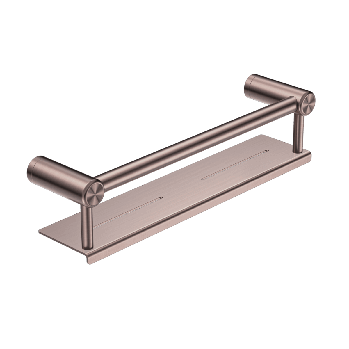 Nero Mecca Care 25mm Grab Rail With Shelf 300mm Brushed Bronze | NRCR2512CBZ