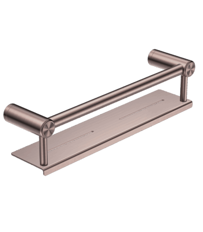 Nero Mecca Care 25mm Grab Rail With Shelf 300mm Brushed Bronze | NRCR2512CBZ