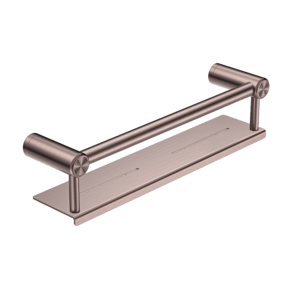 Nero Mecca Care 25mm Grab Rail With Shelf 300mm Brushed Bronze | NRCR2512CBZ