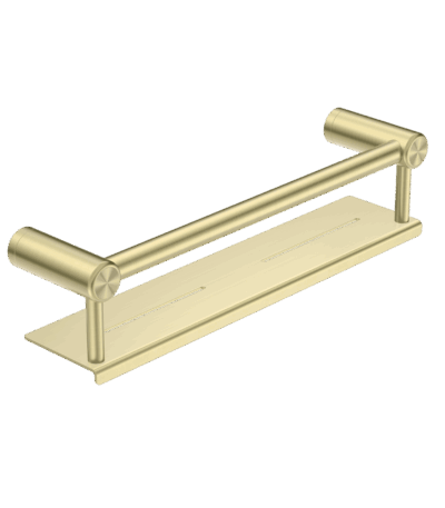 Nero Mecca Care 25mm Grab Rail With Shelf 300mm Brushed Gold | NRCR2512CBG