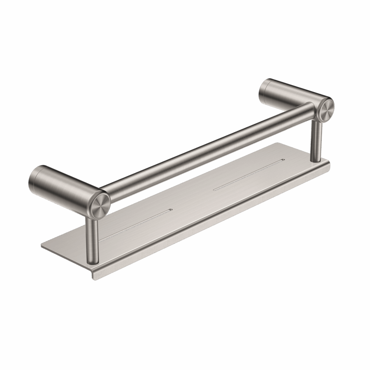 Nero Mecca Care 25mm Grab Rail With Shelf 300mm Brushed Nickel | NRCR2512CBN