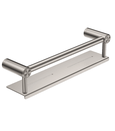 Nero Mecca Care 25mm Grab Rail With Shelf 450mm Brushed Nickel | NRCR2518CBN