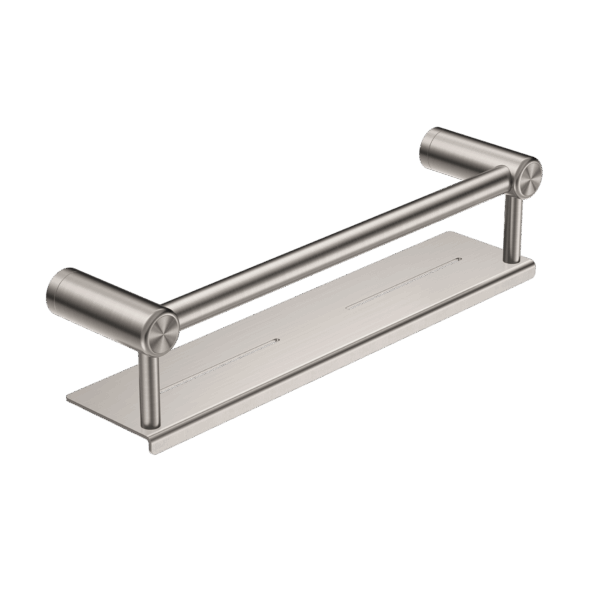 Nero Mecca Care 25mm Grab Rail With Shelf 450mm Brushed Nickel | NRCR2518CBN