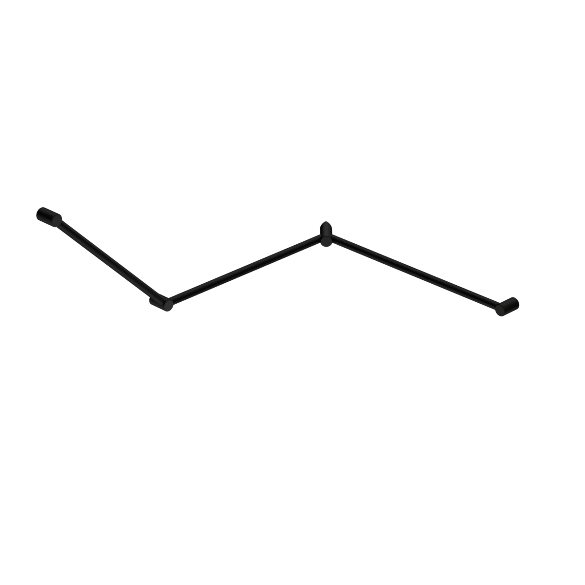 Nero Mecca Care 32mm Dda Toilet Grab Rail Set 45 Degree Continuous 750X965X1025mm Matte Black | NRCR3245CMB