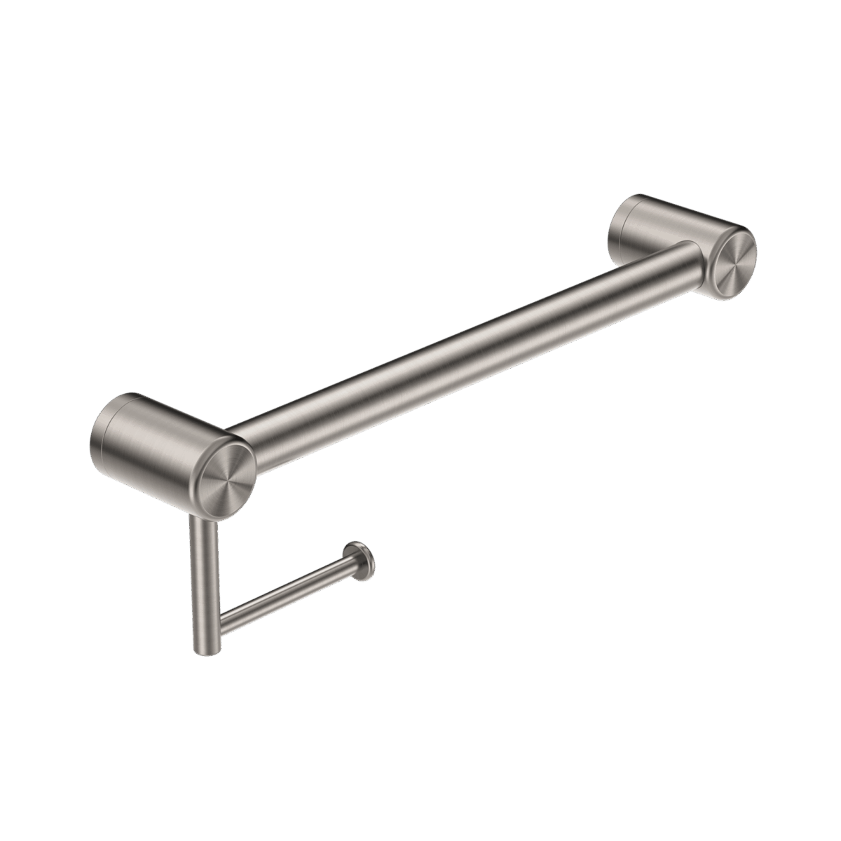 Nero Mecca Care 32mm Grab Rail With Toilet Roll Holder 450mm Brushed Nickel | NRCR3218ABN