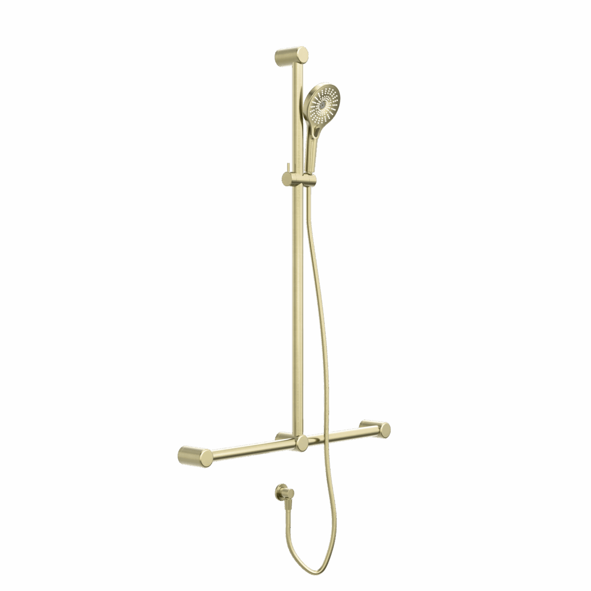 Nero Mecca Care 32mm T Bar Grab Rail And Adjustable Shower Set 1100X750mm Brushed Gold | NRCS006BG