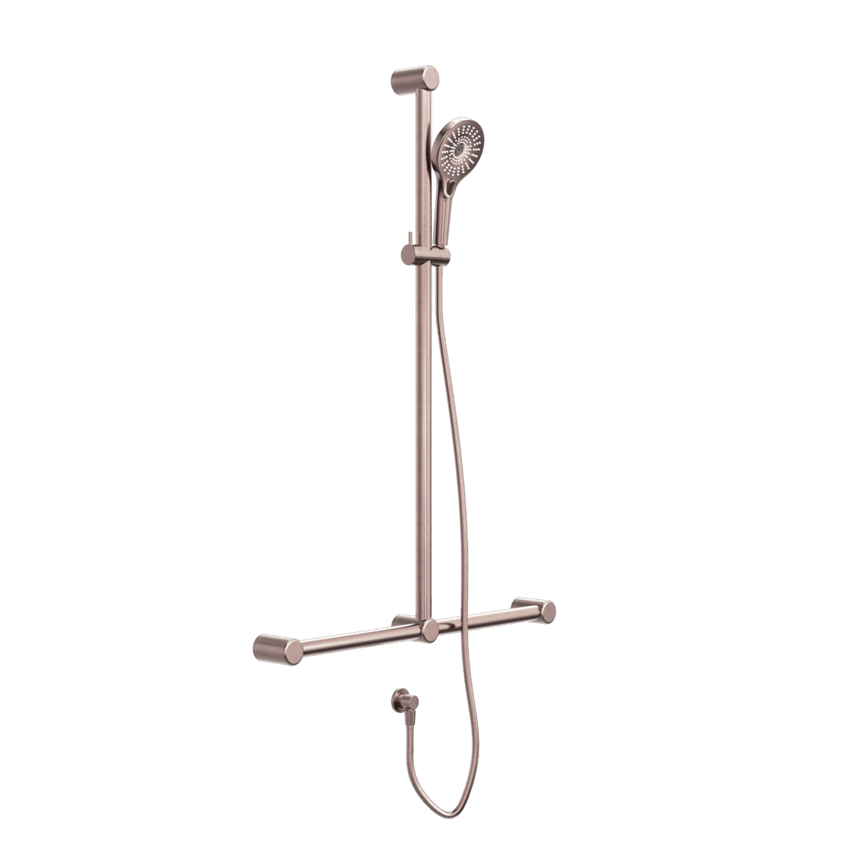 Nero Mecca Care 32mm T Bar Grab Rail And Adjustable Shower Set 1100X750mm Brushed Bronze | NRCS006BZ