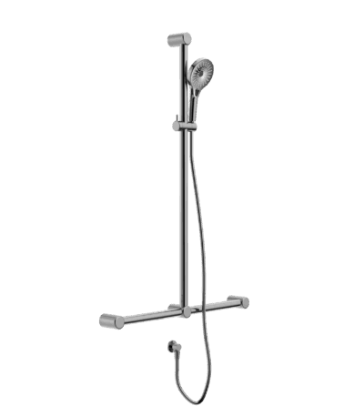Nero Mecca Care 32mm T Bar Grab Rail And Adjustable Shower Set 1100X750mm Chrome | NRCS006CH