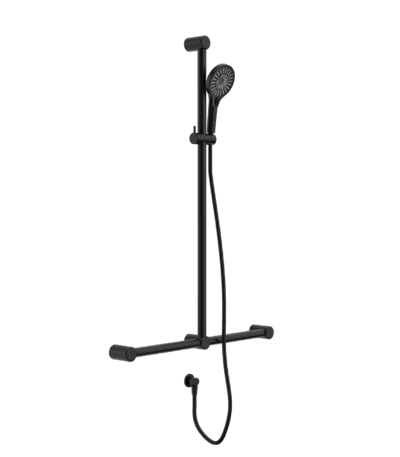 Nero Mecca Care 32mm T Bar Grab Rail And Adjustable Shower Set 1100X750mm Matte Black | NRCS006MB