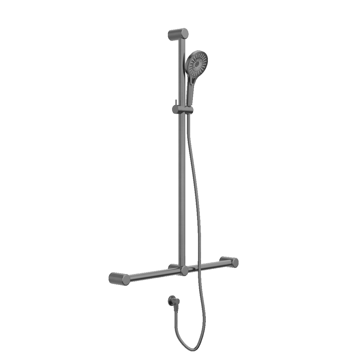 Nero Mecca Care 32mm T Bar Grab Rail And Adjustable Shower Set 1100X750mm Gun Metal | NRCS006GM