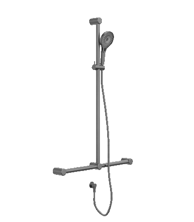 Nero Mecca Care 32mm T Bar Grab Rail And Adjustable Shower Set 1100X750mm Gun Metal | NRCS006GM