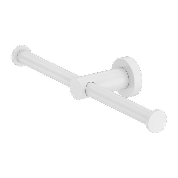 Nero Mecca Double Toilet Roll Holder Matte White | NR1986dMW