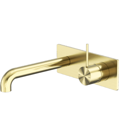 Nero Mecca Wall Basin/Bath Mixer Handle Up 120mm Brushed Gold | NR221910B120BG