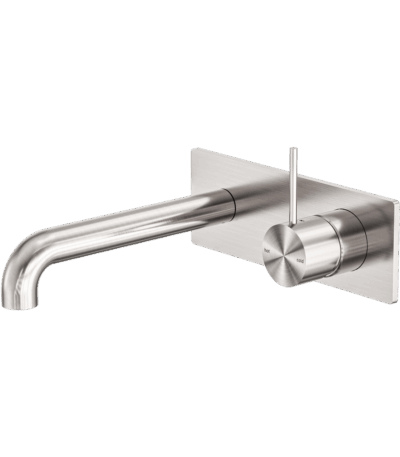 Nero Mecca Wall Basin/Bath Mixer Handle Up 120mm Brushed Nickel | NR221910B120BN