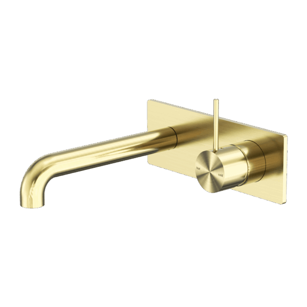 Nero Mecca Wall Basin/Bath Mixer Handle Up 185mm Brushed Gold | NR221910B185BG