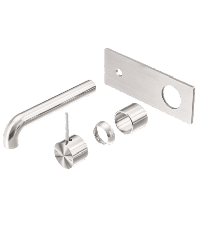 Nero Mecca Wall Basin/Bath Mixer Handle Up 185mm Trim Kits Only Brushed Nickel | NR221910B185TBN