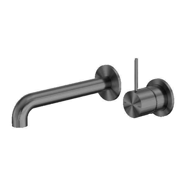 Nero Mecca Wall Basin/Bath Mixer Separate Back Plate Handle Up 120mm Gun Metal | NR221910D120GM