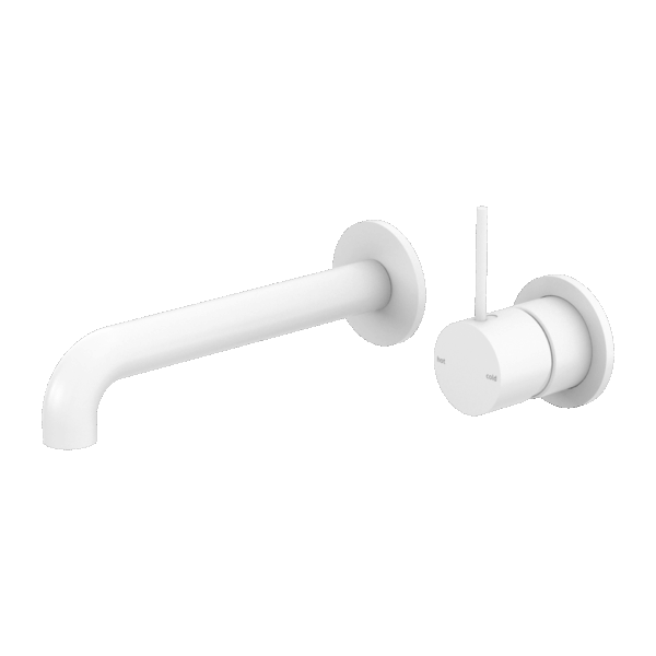 Nero Mecca Wall Basin/Bath Mixer Separate Back Plate Handle Up 120mm Matte White | NR221910D120MW