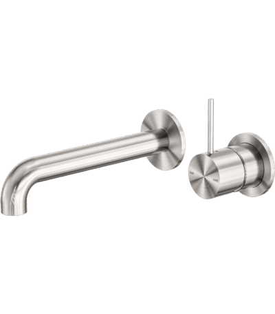 Nero Mecca Wall Basin/Bath Mixer Separate Back Plate Handle Up 260mm Brushed Nickel | NR221910D260BN