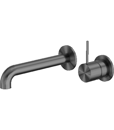 Nero Mecca Wall Basin/Bath Mixer Separate Back Plate Handle Up 260mm Gun Metal | NR221910D260GM
