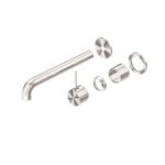 Nero Mecca Wall Basin/Bath Mixer Separate Back Plate Handle Up 260mm Trim Kits Only Brushed Nickel | NR221910D260TBN