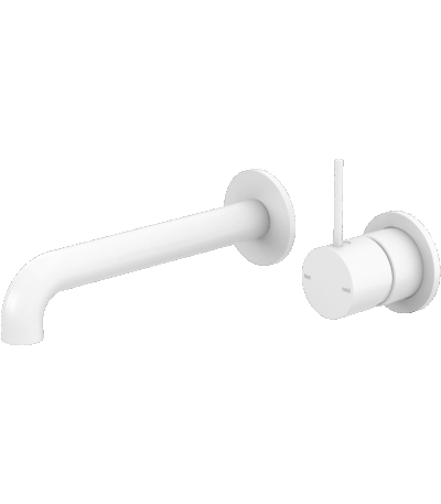 Nero Mecca Wall Basin/Bath Mixer Separete Back Plate Handle Up 230mm Matte White | NR221910D230MW