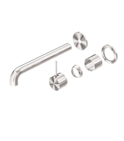 Nero Mecca Wall Basin/Bath Mixer Separete Back Plate Handle Up 230mm Trim Kits Only Brushed Nickel | NR221910D230TBN