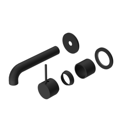 Nero Mecca Wall Basin/Bath Mixer Separete Back Plate Handle Up 230mm Trim Kits Only Matte Black | NR221910D230TMB