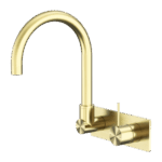 Nero Mecca Wall Basin/Bath Mixer Swivel Spout Handle Up Brushed Gold | NR221910PBG